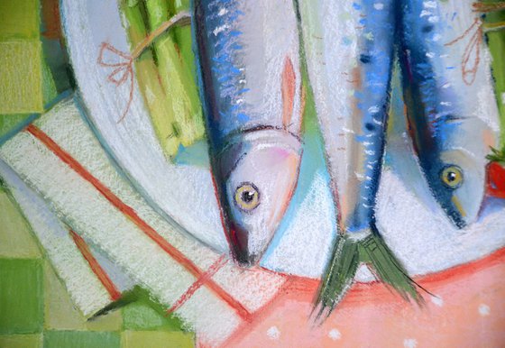 Still life with fresh fish