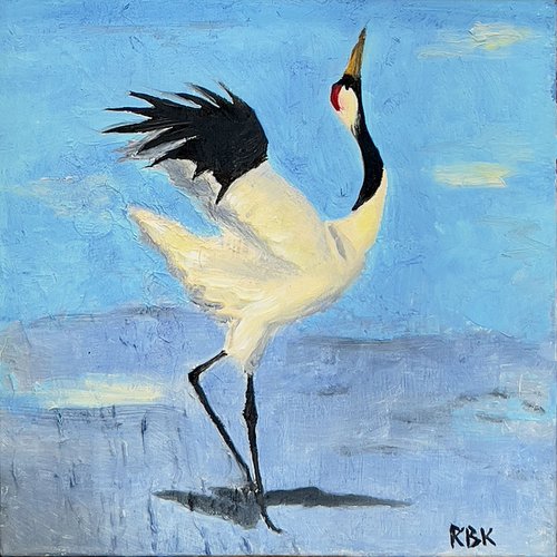 Red-crowned crane study by Rebeca Fuchs