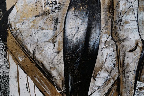 Gorudo (Golden) 120cm x 150cm Geisha Textured Abstract Realism Book Page Art