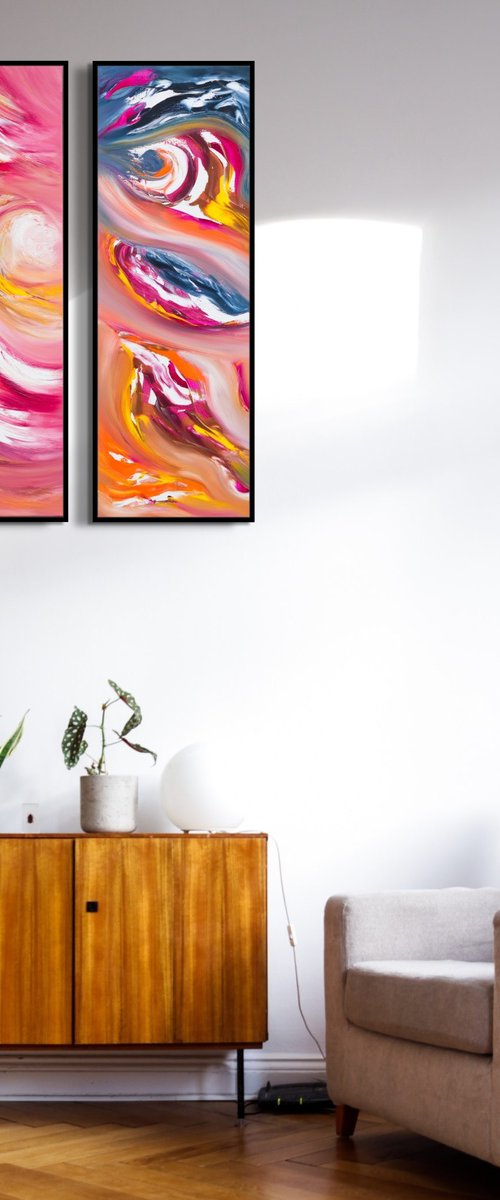 Untitled, Diptych n° 2 Paintings, Original abstract, oil on canvas by Davide De Palma