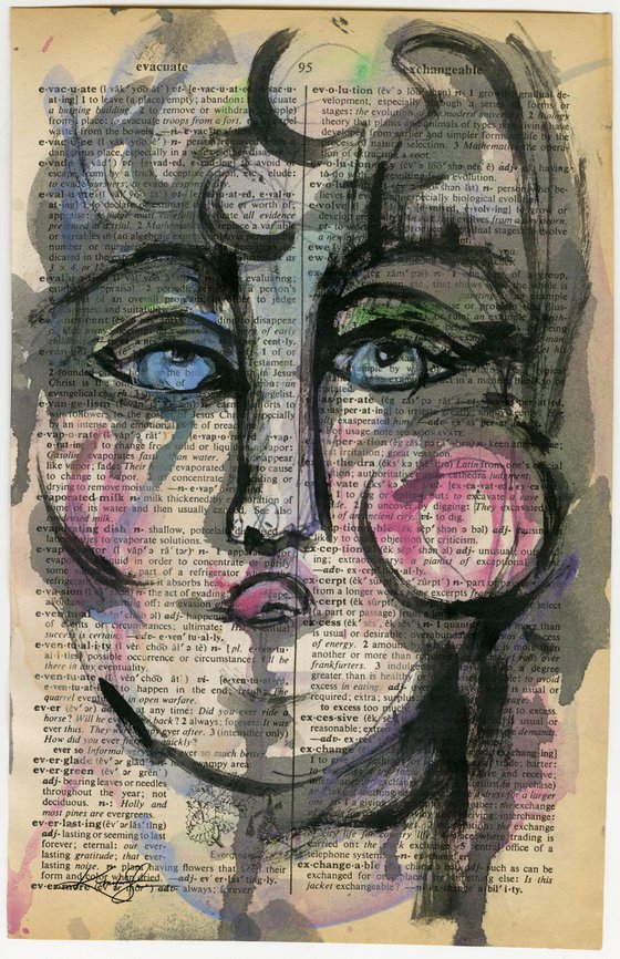 Funky Face 2020-33 - Mixed Media Painting by Kathy Morton Stanion
