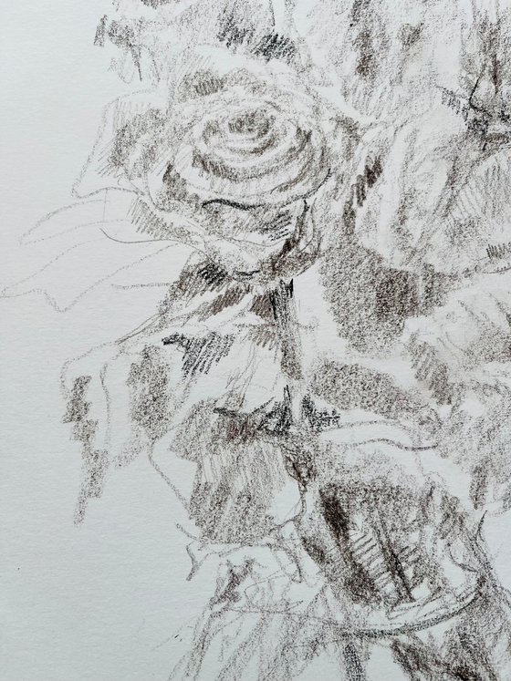 Roses #2 2020. Original charcoal drawing