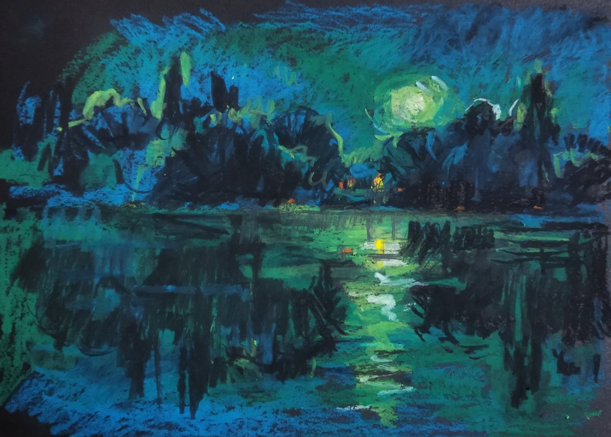 Night lake by Ann Krasikova