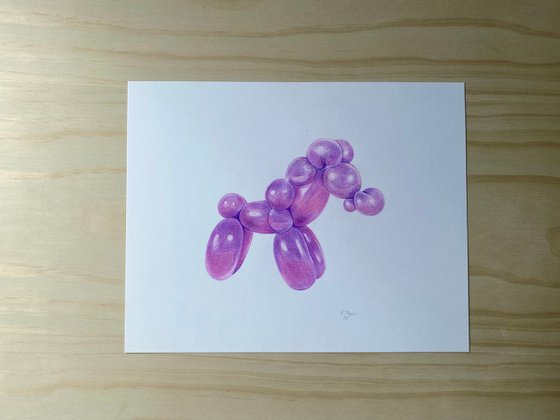 Balloon dog horse drawing colour pencils