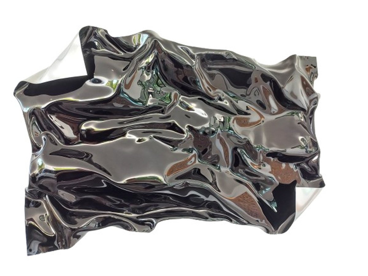 Abstract Sculpture By Max Yaskin, 33 X 22", Black And Chrome, Original Artwork