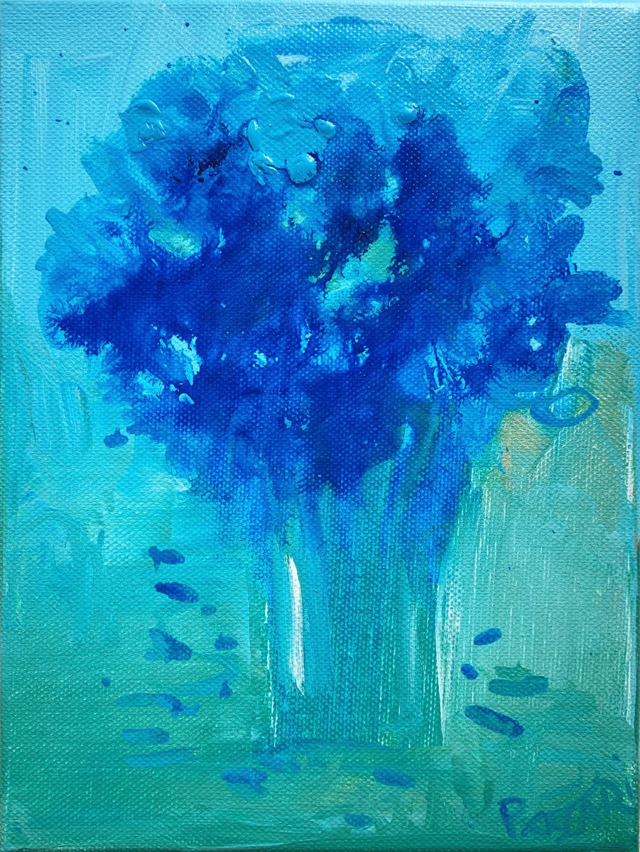 Abstract Blue flowers by Olga Pascari