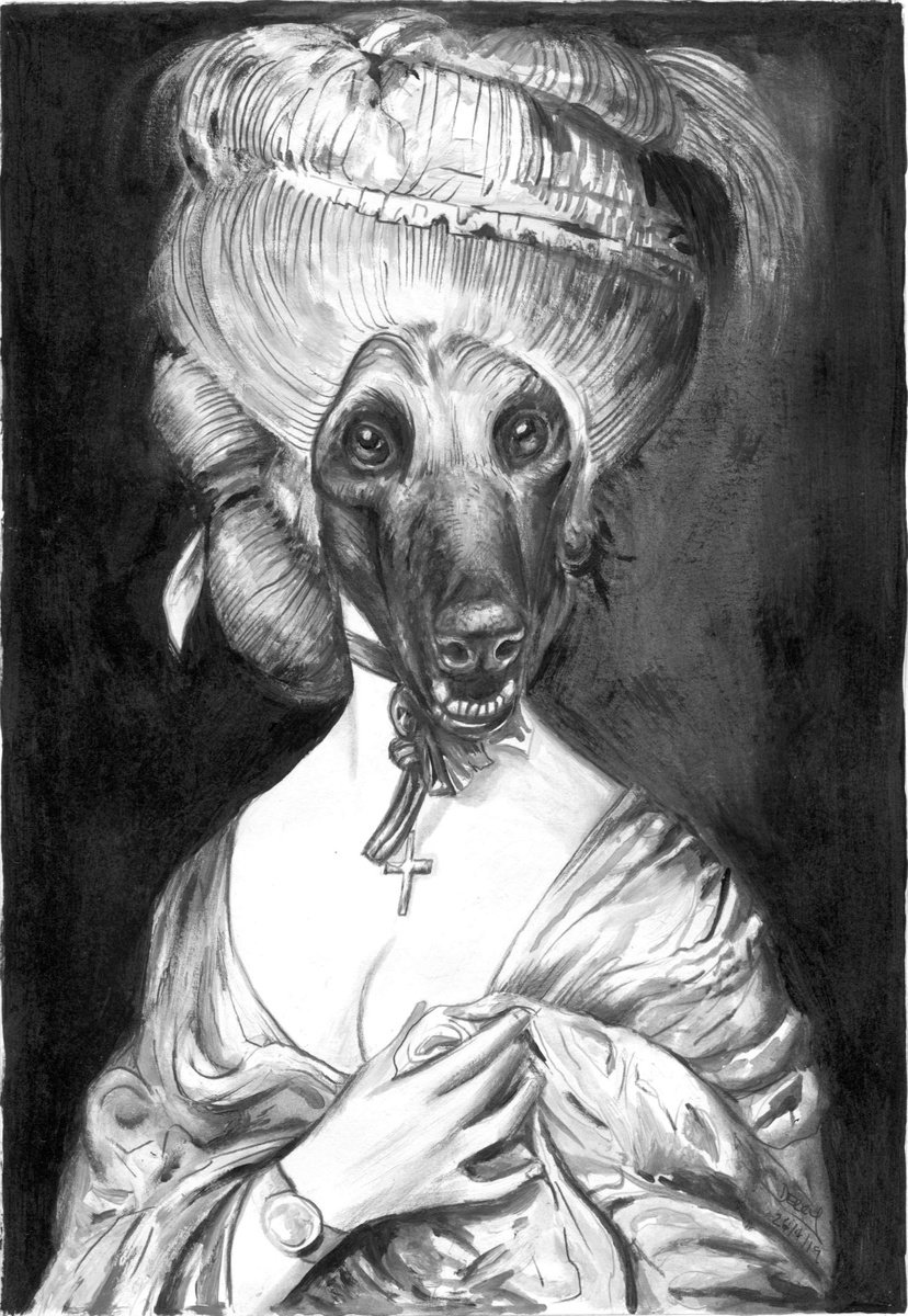 Surrealistic Animal Acrylic Painting By Spencer John Derry, 8 X 12", The Duchess, Original Artwork