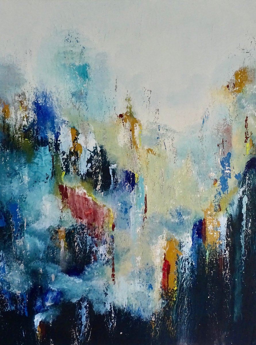 Abstract Acrylic Painting By Mel Davies Original Art, 24 X 31", Meditation, Original Artwork