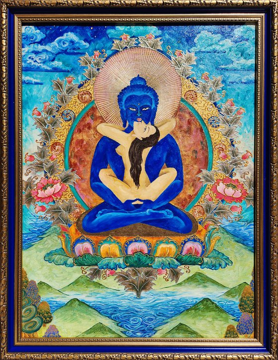 Buddha Samantabhadra (Buddha in union). Thangka paiting