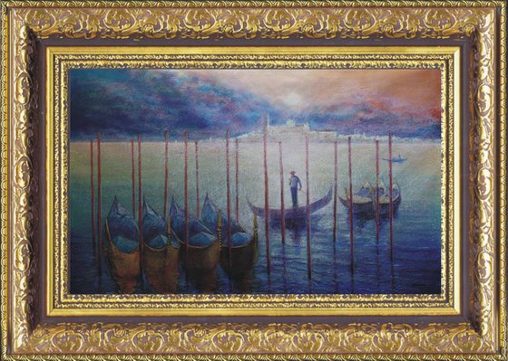 Venetian Golden Gondolas: linen, oil