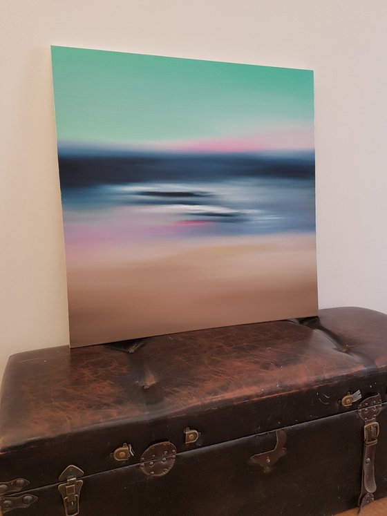 Seascape painting Deep inside, 80×80 cm, original, Free shipping