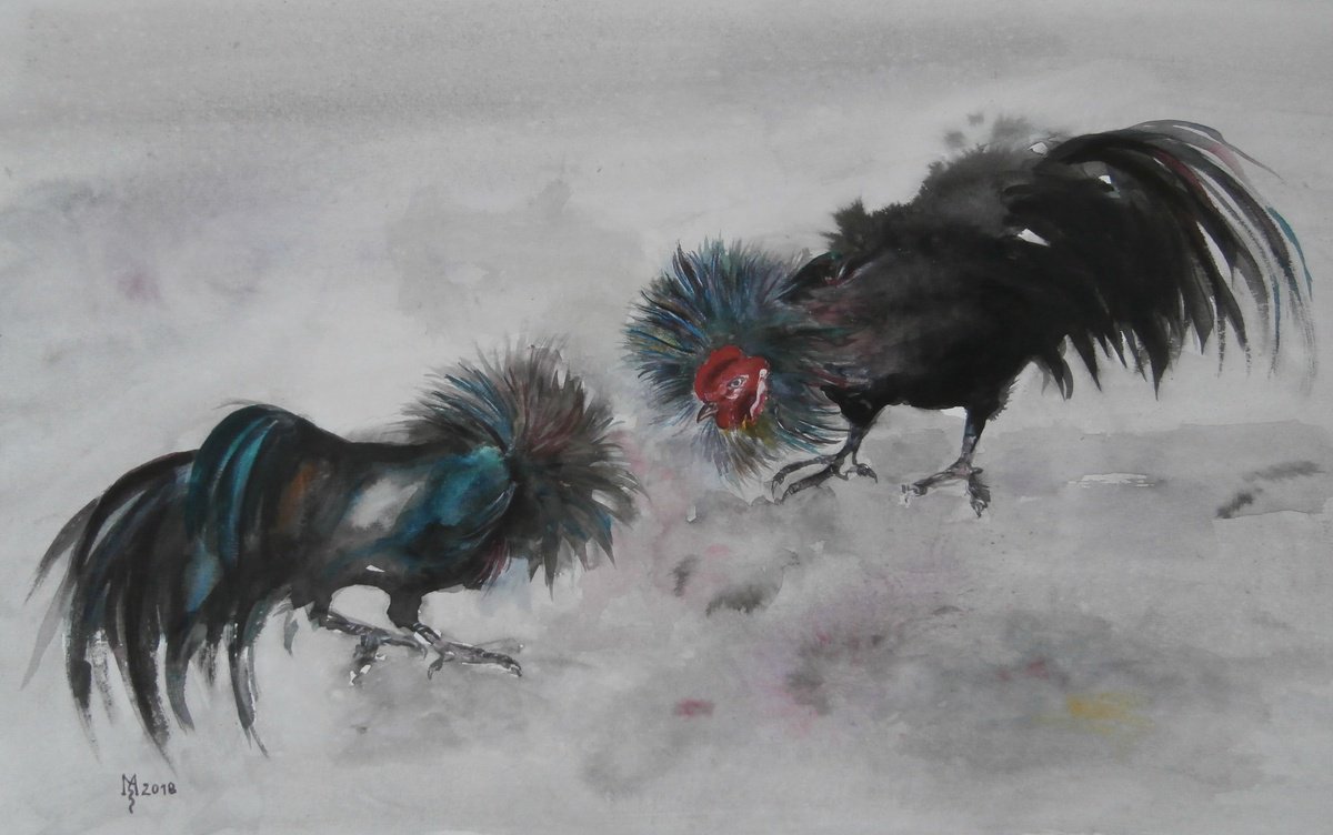 FIGHT OF THE ROOSTERS by Zoran Mihajlovic Muza