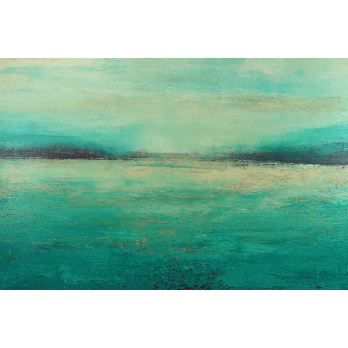 Expressive Abstract Acrylic Painting By Suzanne Vaughan, 60 X 40", Serene View - Seascape, Original Artwork