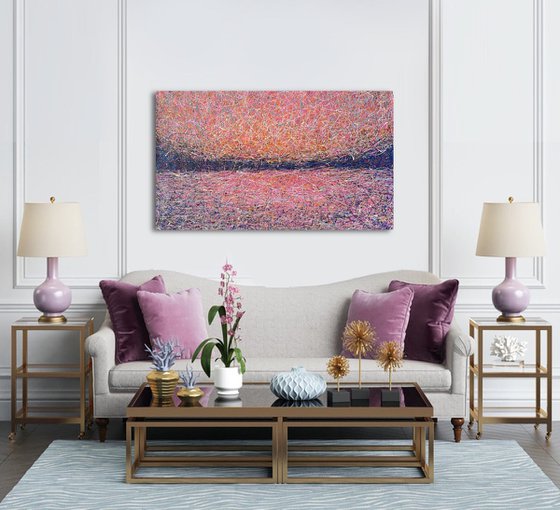 Gentle seascape Jackson Pollock Light pink Sunrise Light pink abstract Gentle sunrise