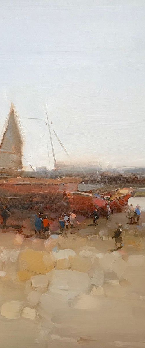 Harbor, Original oil painting, Handmade artwork, One of a kind by Vahe Yeremyan