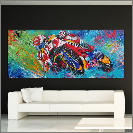 Rockstar 93 Marquez 240cm x 100cm Marc Marquez Abstract Realism Art