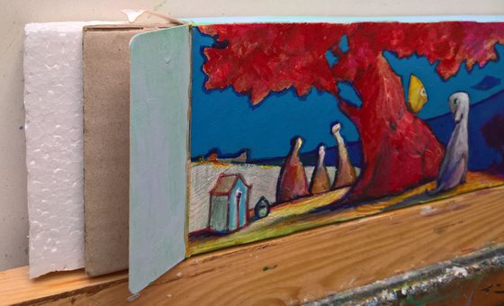 - THE RED TREE - ( 3D effect 17,5 x 39 x 4 cm )