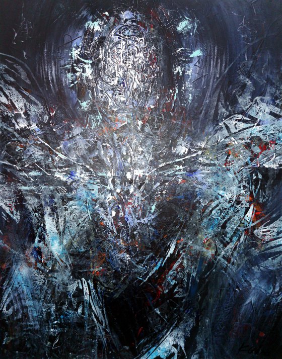 Dark Incandescent Blue Enigmatic Abstract Angel Composition By Master O KLOSKA