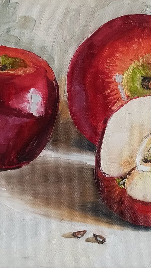 Scarlet red apple by Leyla Demir