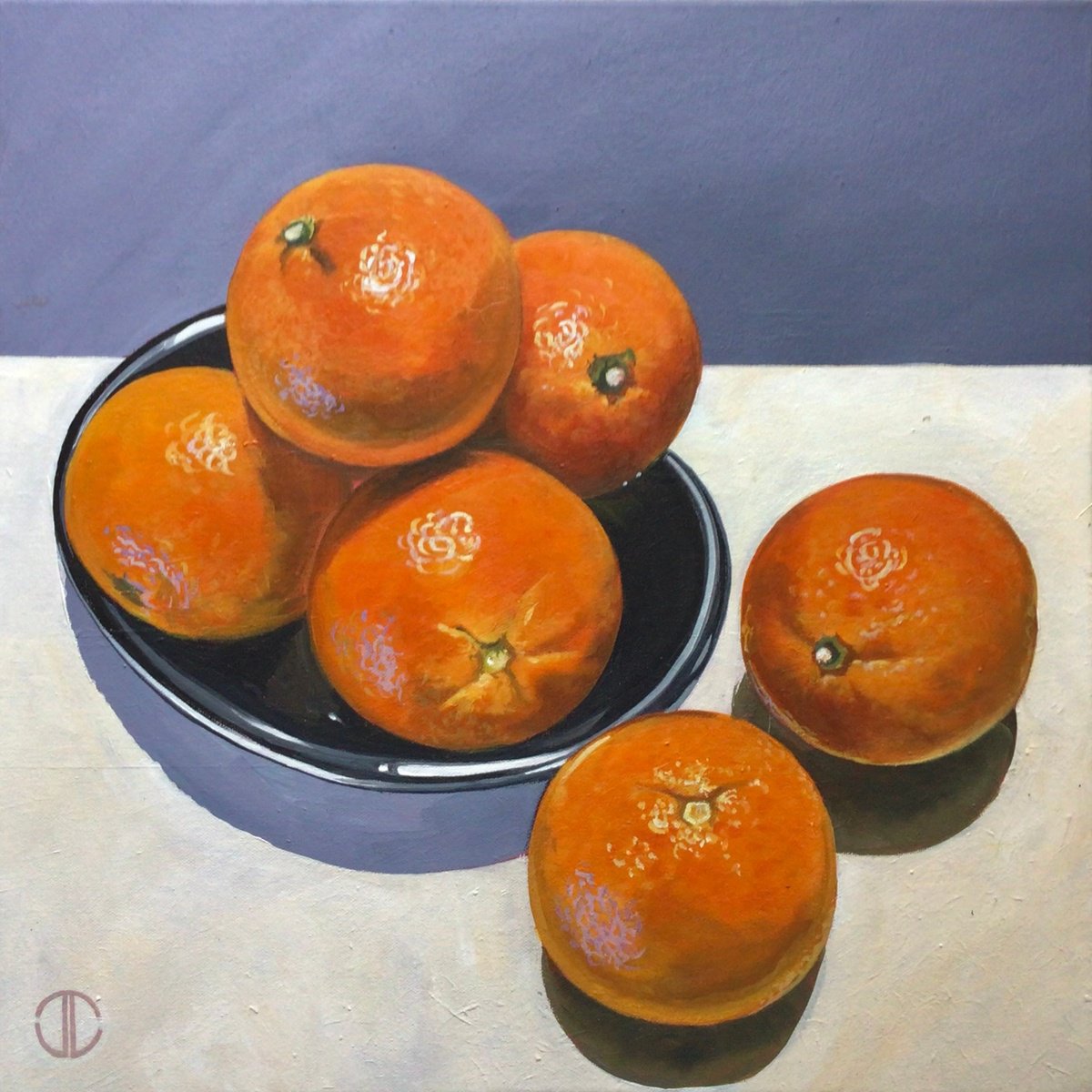 Impressionistic Still Life Acrylic Painting By Joseph Lynch, 20 X 20, Oranges, Original Artwork