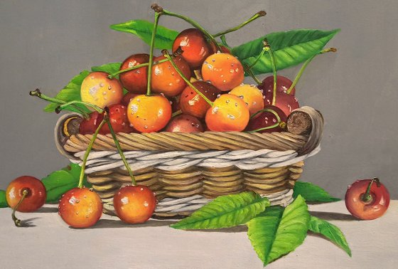 Still life with cherries