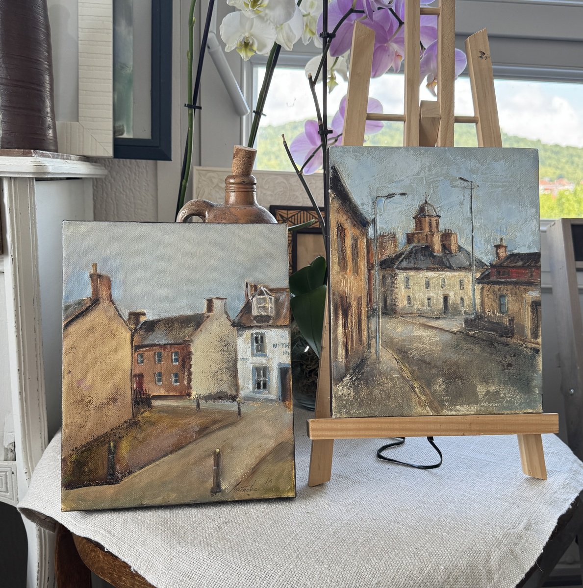 Impressionistic Cityscapes Oil Painting By Olha Laptieva, 16 X 10", Sanquhar. Scotland, Original Artwork