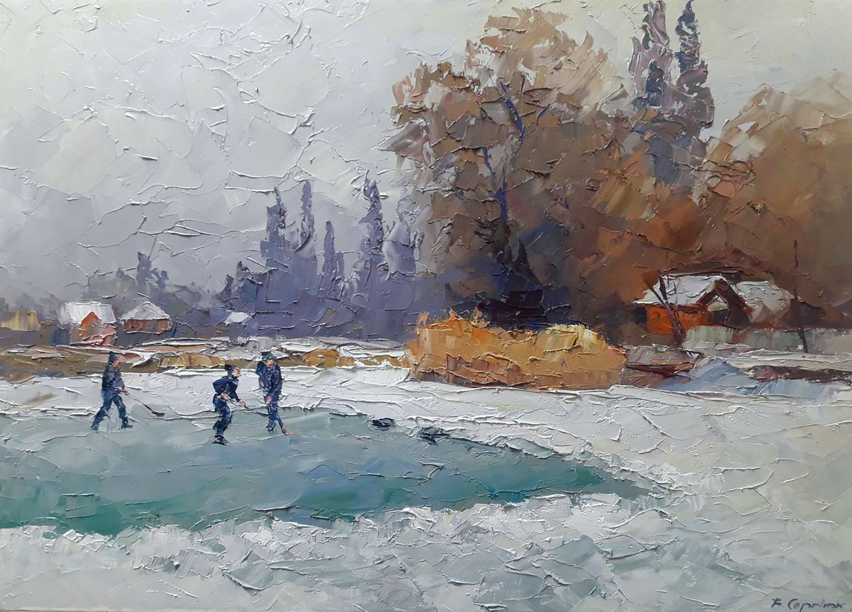 Oil painting Skating rink nSerb655 by Boris Serdyuk
