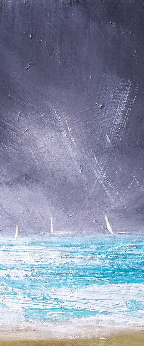 Sailing in the Surf, Seascape, small, gorgeous by Mel Graham