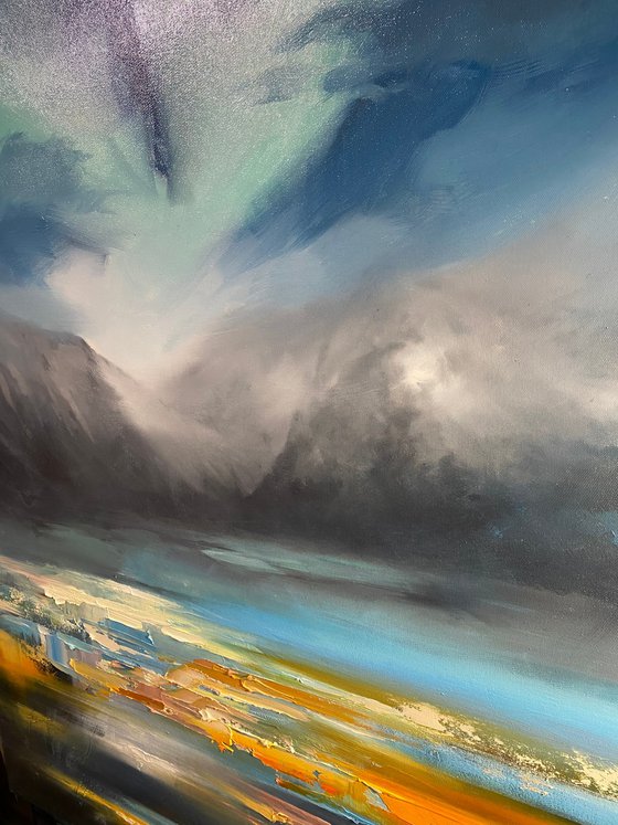 "Northern Lights.Aurora"100x70cm large original painting