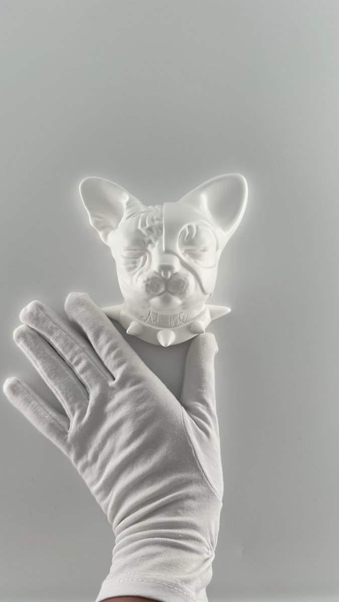 Surrealistic Animal Relief By Anton Tische, 5 X 5, Dualcat - White, Original Artwork