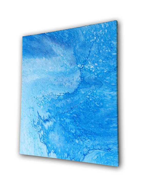 "My Blue Heaven" - FREE USA SHIPPING - Original PMS Abstract Diptych Fluid Acrylic Paintings On Canvas - 32" x 20"