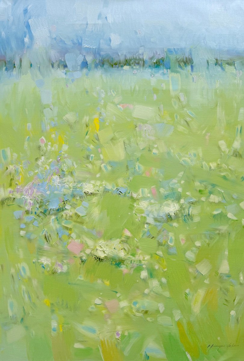 Impressionistic Landscape Oil Painting By Vahe Yeremyan, 30 X 45", Spring Bloom, Original Artwork