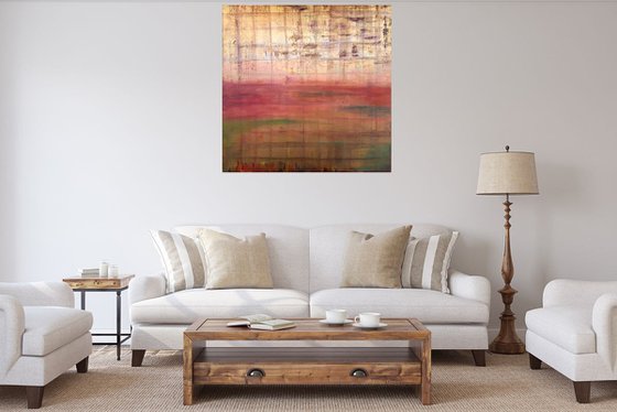 Dask at the fishpond - large abstract painting