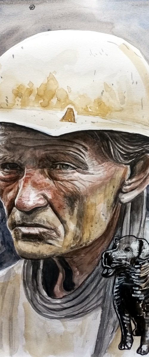 Old miner with dogs by paolo beneforti
