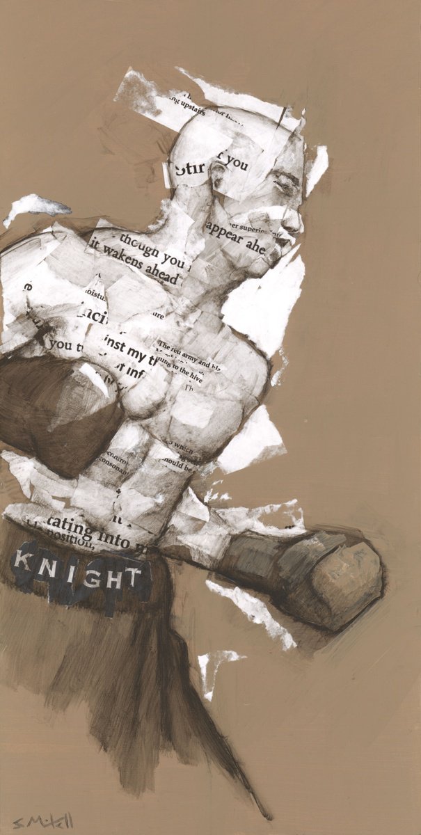 Portrait Pencil Drawing By Steve Mitchell, 13 X 25", Knight, Original Artwork