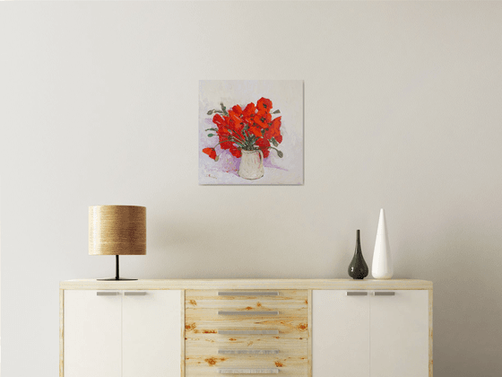 Wild Poppies on the White Background