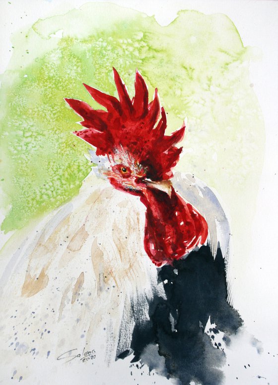 Rooster III - Pet portrait /  ORIGINAL PAINTING