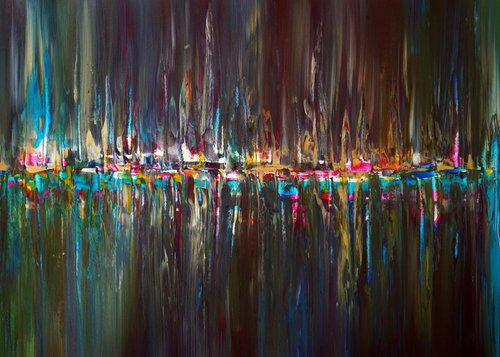 Light Gold City Turquoise and Red by Richard Vloemans