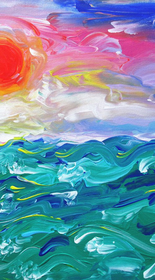 Ocean - Acrylic abstract, live, incomparable, original marine artwork by Galina Victoria