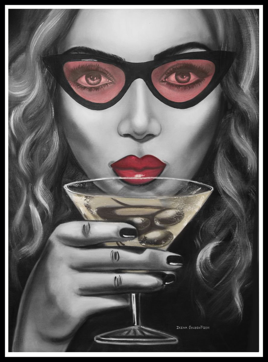 Photorealistic Portrait Oil Painting By Irinagoldenfish, 31 X 43, Pink Glasses, Original Artwork