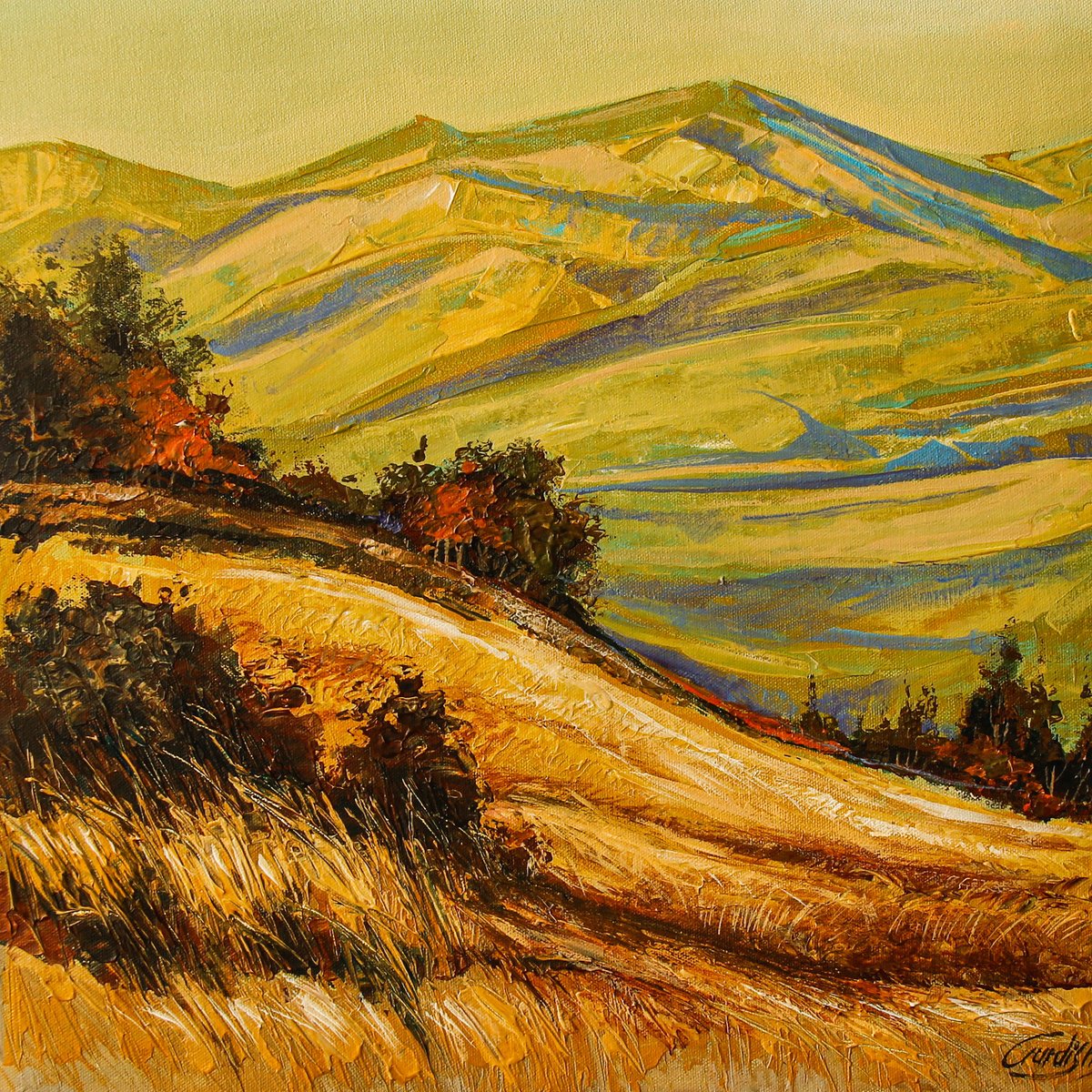 Abstract Botanical Acrylic Painting By Artist Gurdish Pannu, 18 X 18, The Urban Farmland, Original Artwork