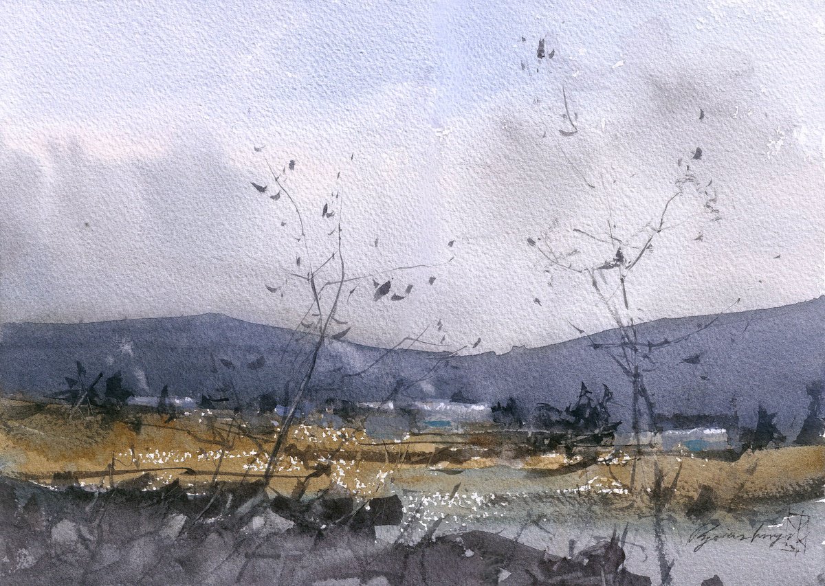 Photorealistic Landscape Watercolour By Yurii Prysiazhnyi, 14 X 10", Plein Air Around Tralee, Original Artwork