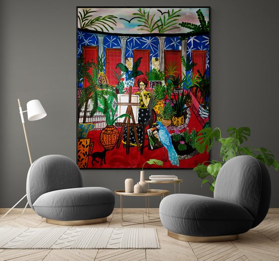 Casa de Frida - oil & acrylic on canvas - free shipping