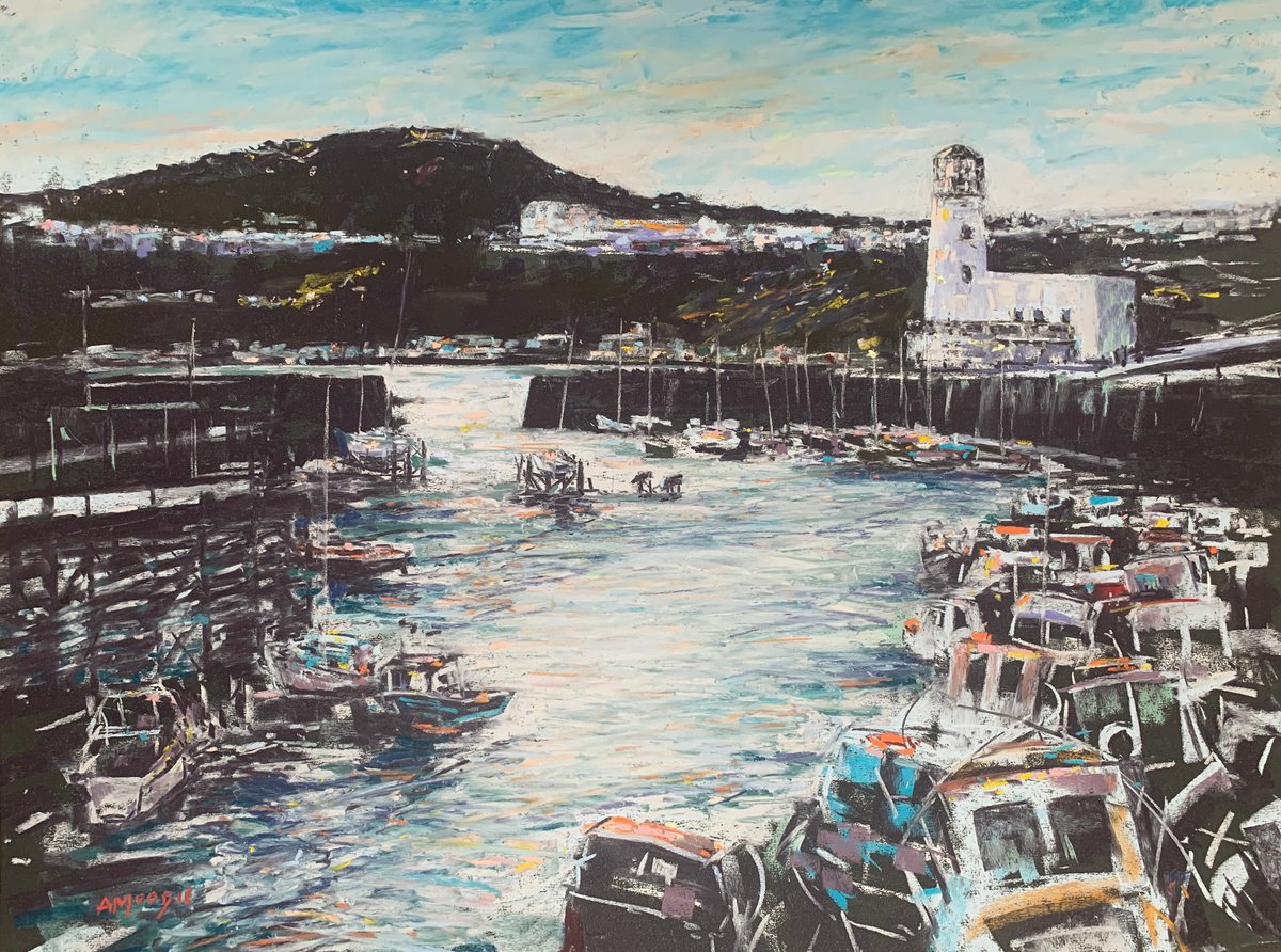 Impressionistic Landscape Pastel Drawing By Andrew Moodie, 24 X 18, The Pier Scarborough, Original Artwork