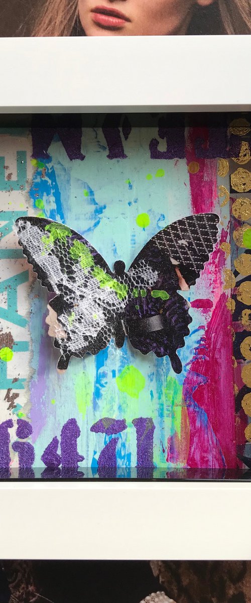 Mini Beauty  No12 - Abstract Butterfly in Box by Hernan Reinoso