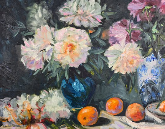 Still Life with Peonies and Oranges