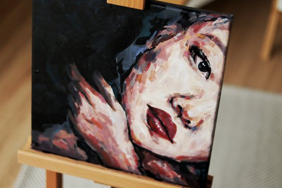 Acrylic portrait. Asian woman