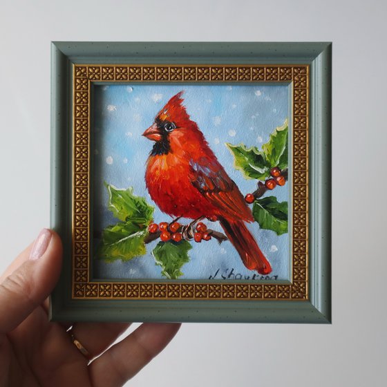 Cardinal Bird Painting Oil