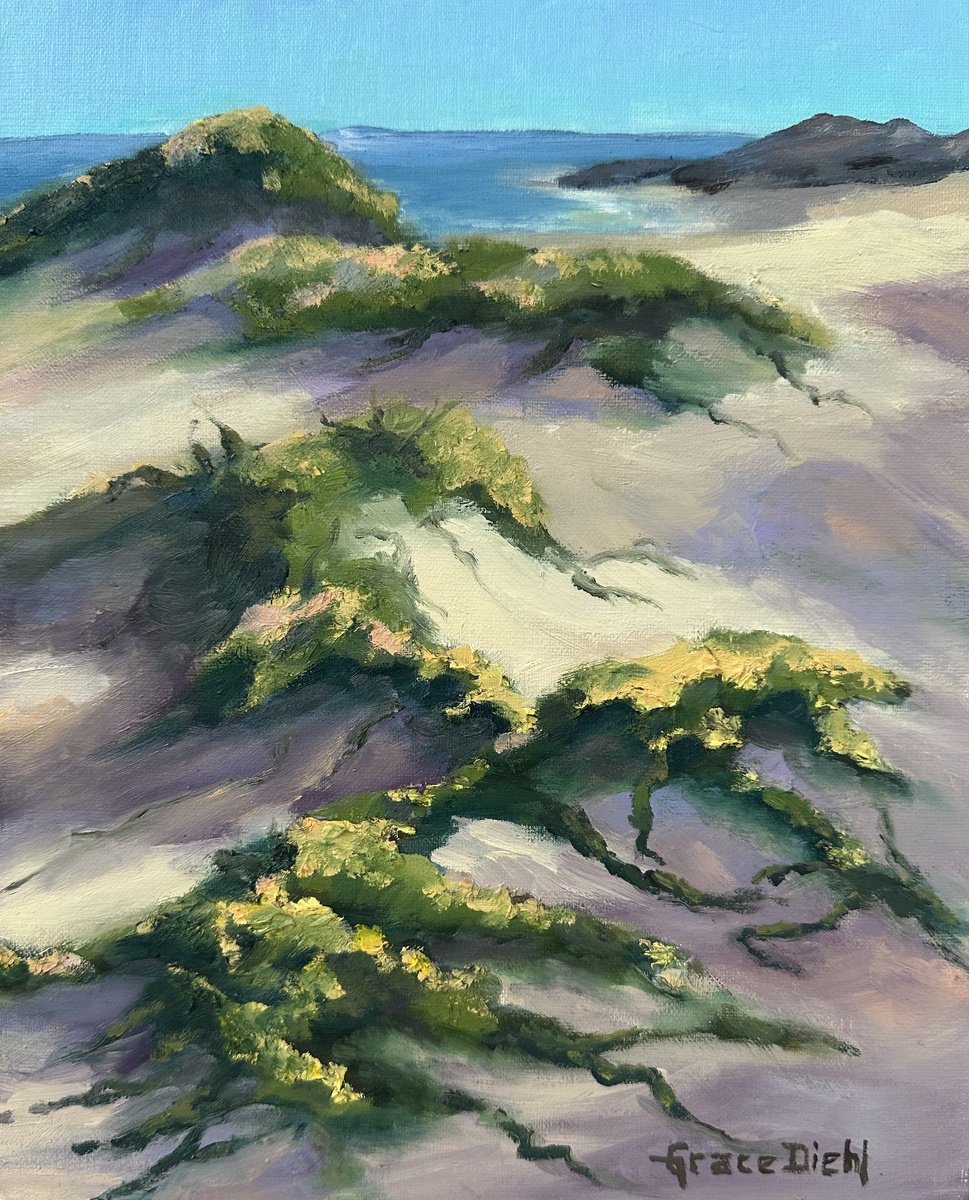 Impressionistic Botanical Oil Painting By Grace Diehl, 8 X 10, Sand Dunes, Original Artwork