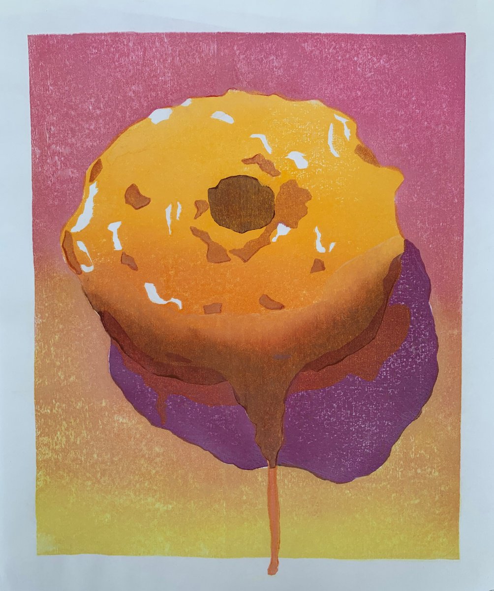 Graphic Limited Edition Print , Donut By Sarah Ann Mitchell, 9 X 11, Artwork For Sale On Artfinder
